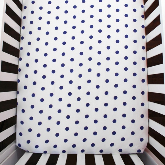 Atelier Edele Bedding Navy Polka Dots Crib Sheet Organic Cotton